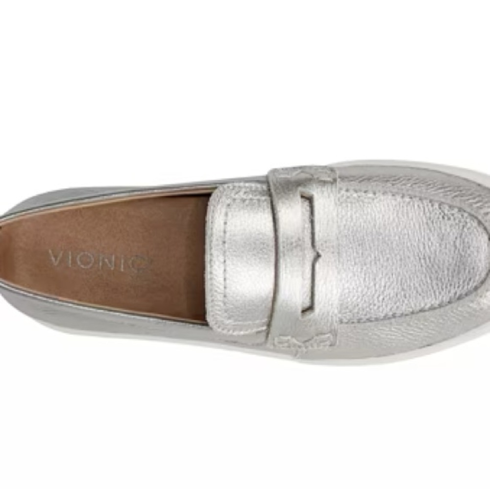 Vionic Shimmering Silver Loafers - Picture 6 of 9